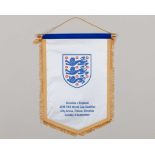 White and blue England v. Slovakia pennant