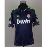 A purple and yellow replica Real Madrid short-sleeved shirt