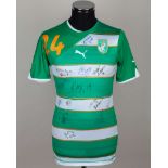 Green and white No.24 Ivory Coast squad signed short-sleeved shirt, 2010