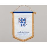 White and blue England v. Estonia pennant, 2015