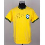 Pele replica yellow Brazil autographed short-sleeved shirt