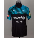 Black and blue Soccer Aid World XI v. England short-sleeved shirt, 2019