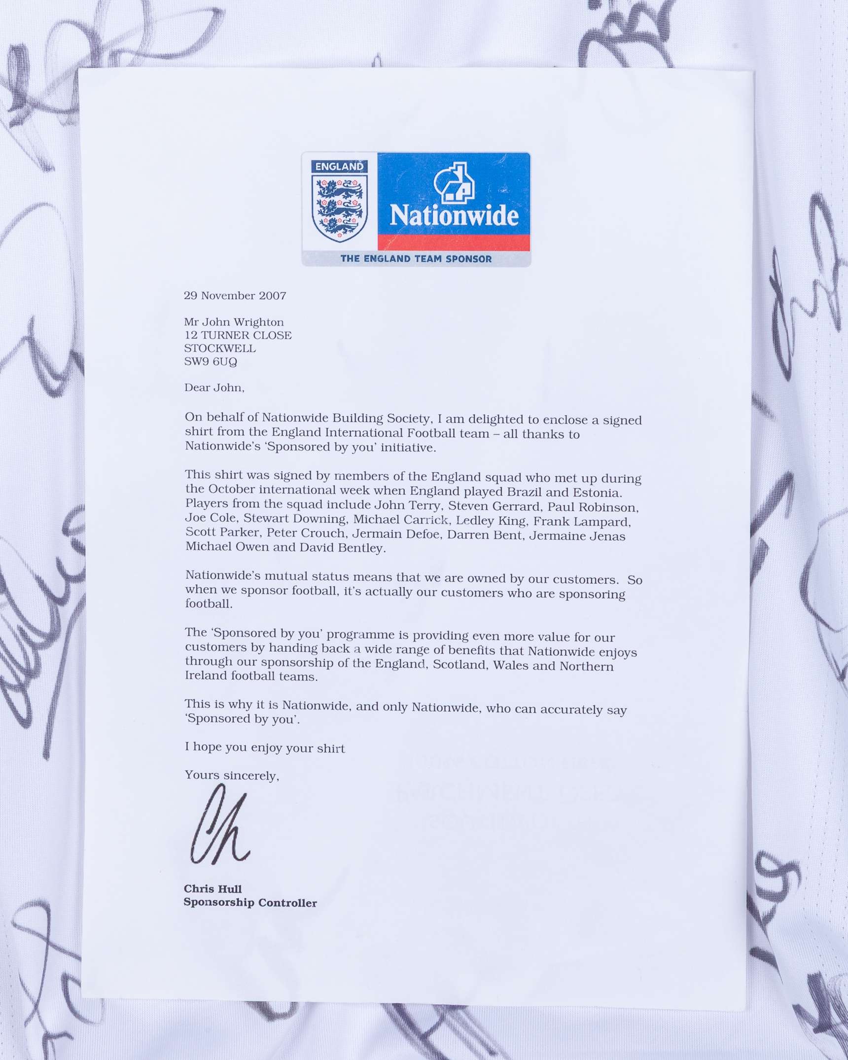 White squad autographed England replica short-sleeved shirt, 2007 - Image 7 of 7