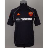 A black and orange AS Roma short-sleeved shirt