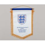 White and blue England v. San Marino pennant, 2013