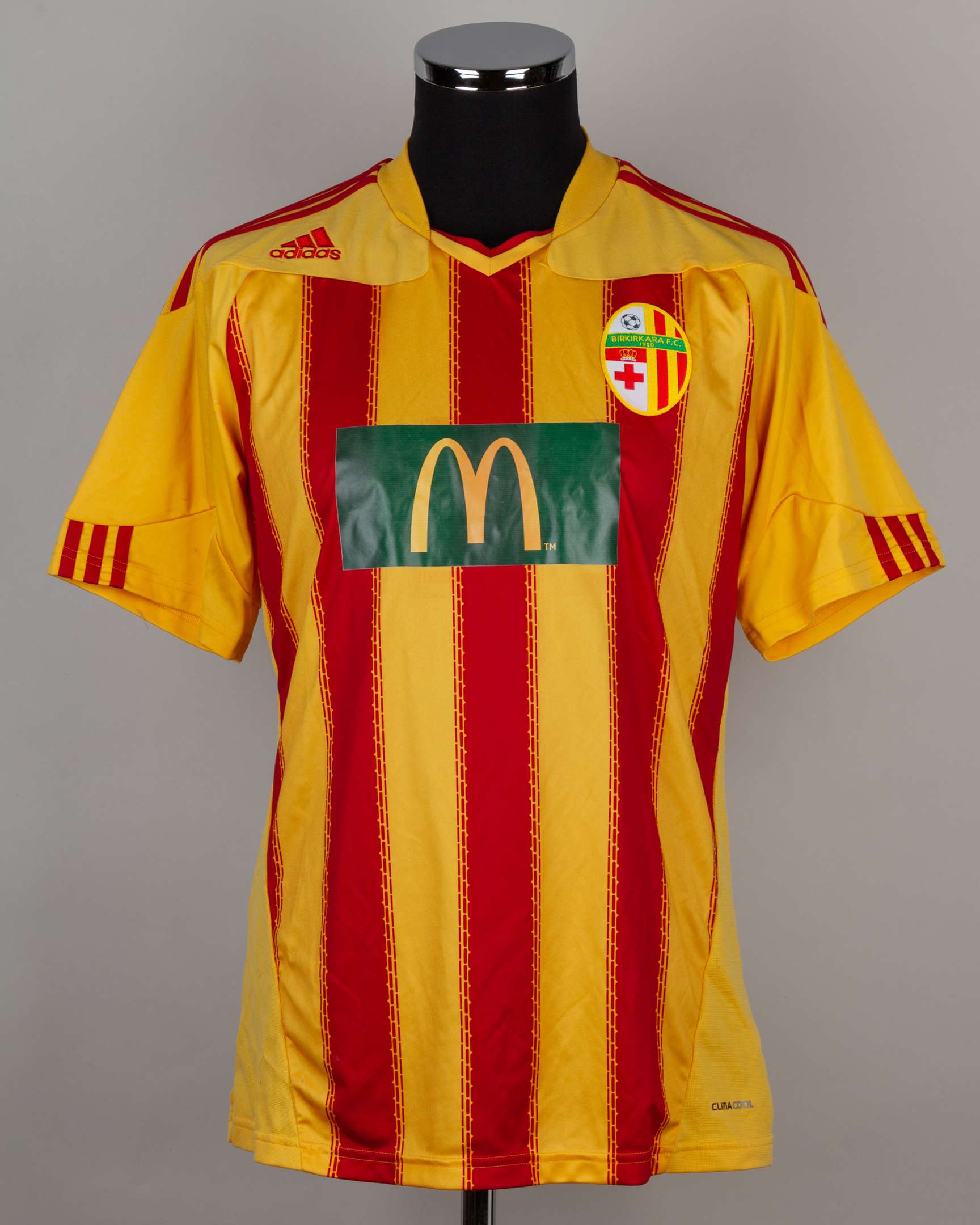 Edmond Agius yellow and red No.8 Birkirkara v. West Ham United short-sleeved shirt, 2015