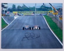 Nigel Mansell Signed “Ayrton Senna Wheel-to-Wheel” Print