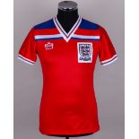 Sammy Lee red, white and blue No.4 England v. West Germany match worn shirt, 1982