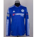 Eden Hazard blue No.10 Chelsea v Dynamo Kiev Champions League long-sleeved shirt, 2015