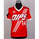Johan Cruyff red and white No.14 Washington Diplomats match worn short-sleeved shirt, 1980-81