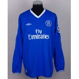 Didier Drogba blue No.15 Chelsea v. Tottenham Hotspur match worn long-sleeved shirt, 2005