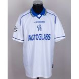 Didier Deschamps white No.7 Chelsea Champions League short-sleeved shirt, 1999-2000
