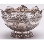 A silver lawn tennis rose bowl trophy awarded to Harold Mahony, 1890