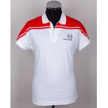 John McEnroe white and red Wimbledon tennis polo short-sleeved shirt, c.1983-84