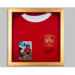 George Best autographed red Manchester United Wembley replica 1963 shirt