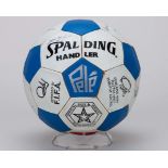 Bobby Moore Escape To Victory: a Spalding `PELE` blue and white autographed football