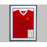Autographed red Liverpool European Cup 1977 replica shirt