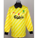 Dave Beasant rare yellow and black No.1 Wimbledon 1988 F.A.Cup final match worn shirt