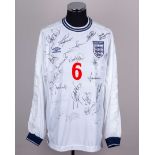 Martin Keown white No.6 England match prepared autographed long-sleeved shirt