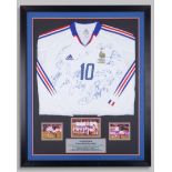 Zinedine Zidane white, blue and red No.10 France v. Germany autographed shirt display, 2003