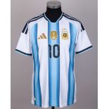 Lionel Messi No.10 Argentina v. Angola match issued shirt and armband&nbsp;