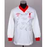 Jimmy Case white and red No.8 Liverpool League Cup final match issued shirt, 1978