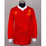 Jimmy Case red and white No.8 Liverpool European Cup final match issued shirt, 1978,