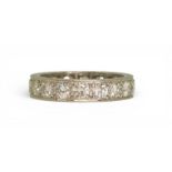 A PLATINUM ETERNITY RING fully set with brilliant cut diamonds with an estimated approx diamond