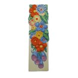 A CLARICE CLIFF WALL PLAQUE decorated with flowers in relief and brightly painted, printed marks,