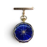 AN 18CT GOLD & ENAMEL NURSES WATCH the Swiss made Vulcain watch with jewelled movement and guilloche