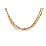 A yellow metal guard chain