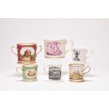 A collection of Coalport mugs and loving cups, 19th century