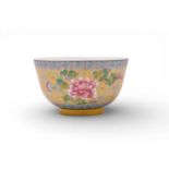 A rare Chinese falangcai yellow ground bowl, Kangxi