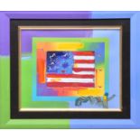 Peter Max (b.1937) Flag with Heart