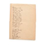 MORRIS, William (1834-1896) Artist, designer and socialist. Hand written poem