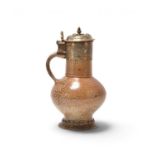 Elizabethan silver gilt-mounted salt-glaze stoneware jug