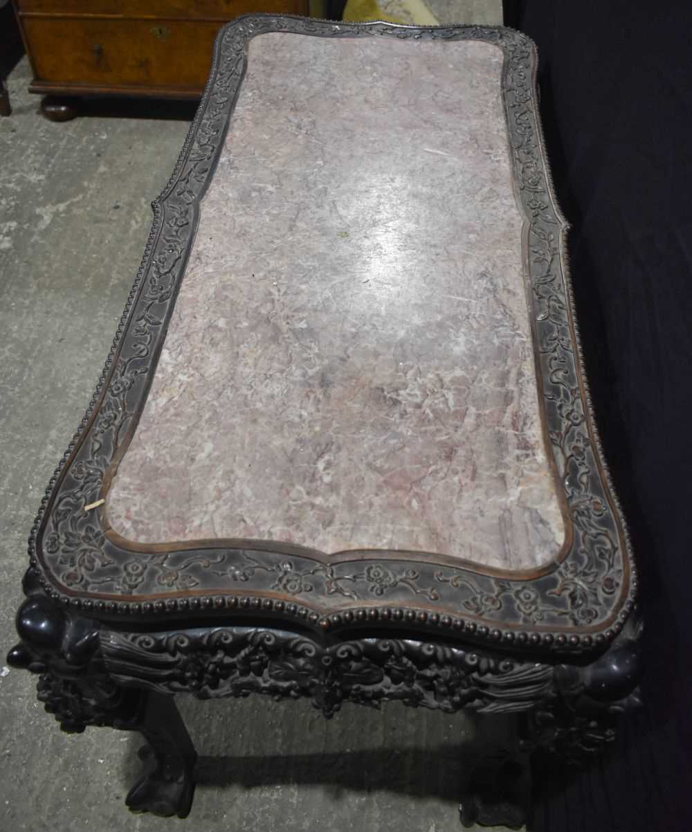 A LARGE 19TH CENTURY CHINESE MARBLE INSET CONSOLE TABLE Qing. 118 cm x ...