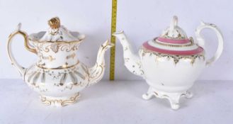 A 19th Century Rockingham teapot together with another tea pot 20cm (2)
