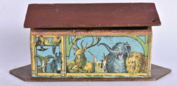 A VINTAGE LITHOGRAPH WOOD NOAH'S ARK. 19 cm wide. (qty)