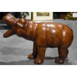 A LARGE LIBERTY LEATHER HIPPO FOOT STOOL. 88 cm x 60 cm x 38 cm.