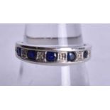 9ct gold sapphire & diamond half eternity ring (3g). N 1/2.