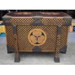 A MONUMENTAL 18TH/19TH CENTURY JAPANESE EDO PERIOD BLACK AND GOLD LACQUER KOBUTSU CHEST used for