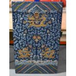 A FINE AND LARGE 19TH CENTURY CHINESE SILK EMBROIDERED DRAGON PANEL depicting five claw dragons