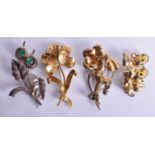 FOUR VINTAGE SILVER BROOCHES. 70 grams. 9 cm x 5.25 cm. (4)