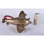 A RARE ART DECO SILVER PLATED NOVELTY AEROPLANE TEAPOT. 30 cm wide.