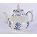 AN 18TH CENTURY SALT GLAZED POTTERY TEAPOT AND COVER painted with flowers. 14cm wide.