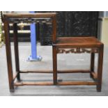 A LATE 19TH CENTURY CHINESE CARVED HUANGHUALI WOOD STEPPED STAND. Qing. 70 cm x 78 cm x 32 cm.