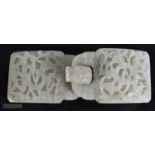 A FINE 18TH/19TH CENTURY CHINESE CARVED JADE BELT HOOK Qing. 14 cm x 5.5 cm.