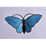 Aksel Holmsen of Norway Sterling Silver Blue Enamel Butterfly Brooch. 5 cm wide.