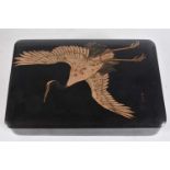 A JAPANESE NAMIKI LACQUER BOX AND COVER painted with a bird. 16.5 cm x 10 cm.
